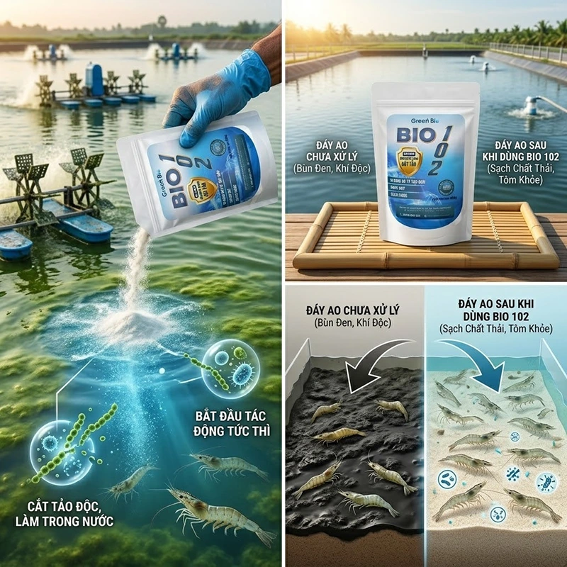BIO 102 giúp xử lý tảo trong ao tôm