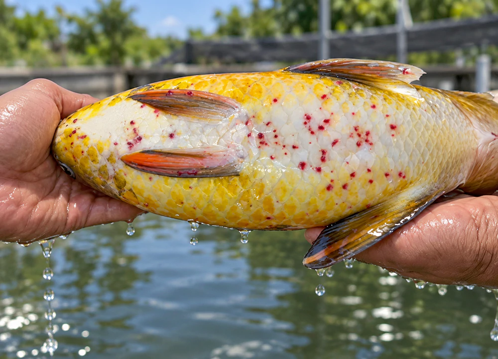 Cá koi bị đốm đỏ